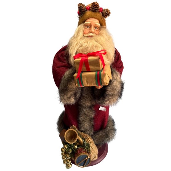 Folk Art Santa Claus Figurine Handcrafted Signed by Artist Cook 2018 17 Inch - Picture 2 of 9